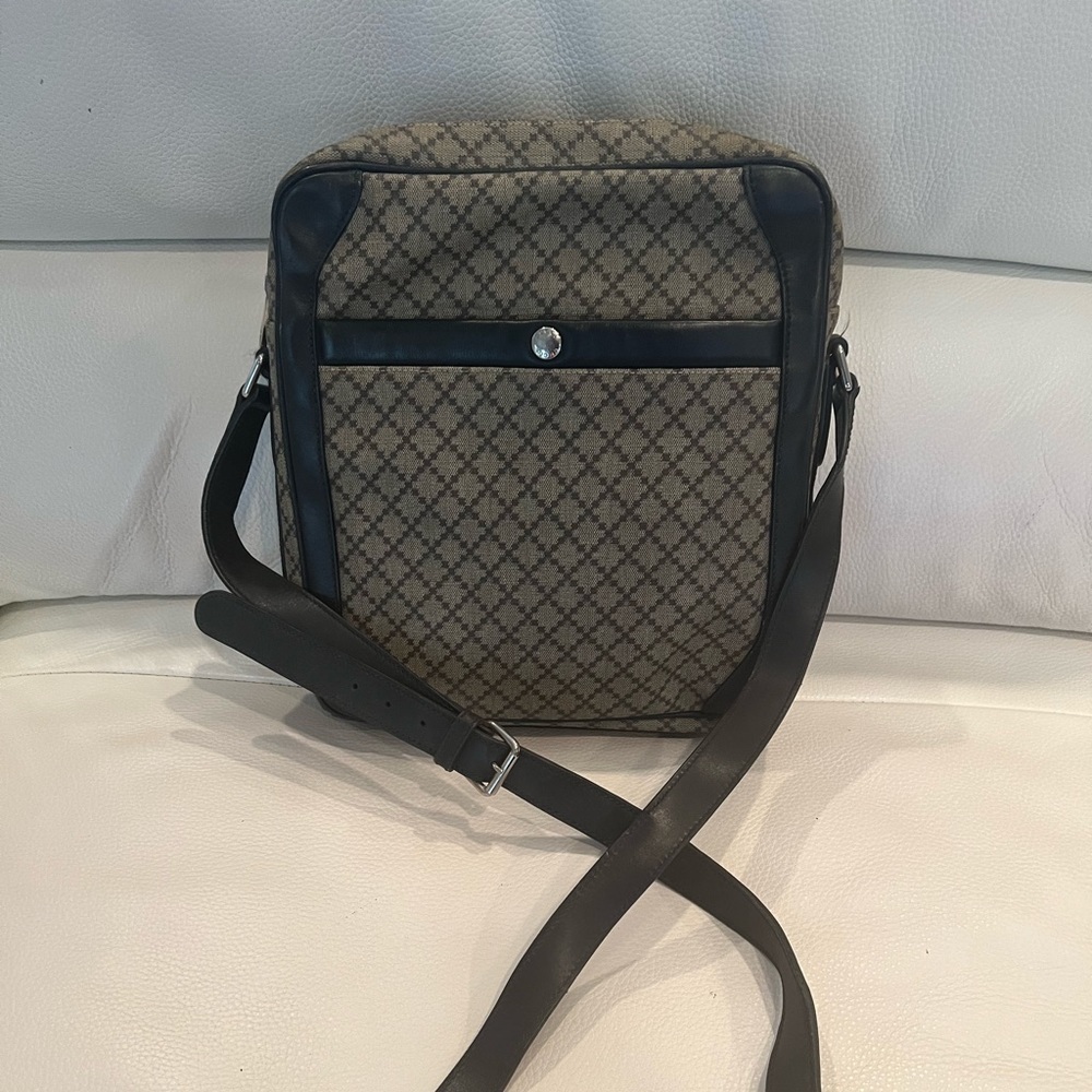 GUCCI Diamante 268159 Beige Black Dark Brown PVC & Leather Messenger Bag